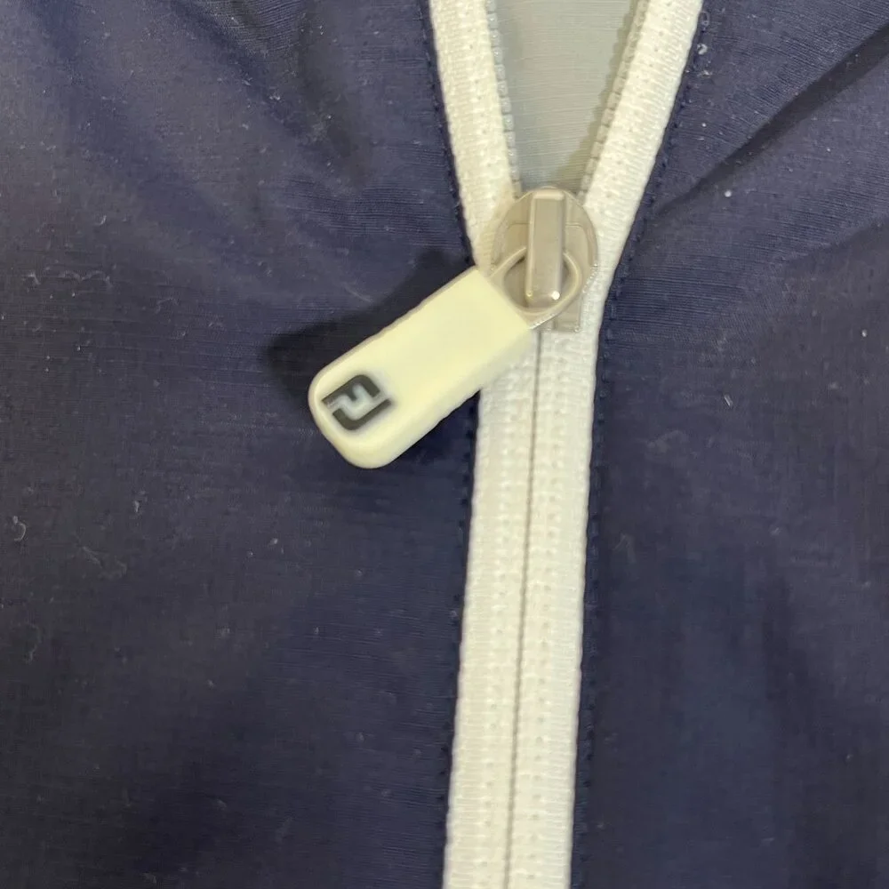 FootJoy Troon Mens Golf Windbreaker Jacket Navy‎ & Gray White Zipper Lightweight